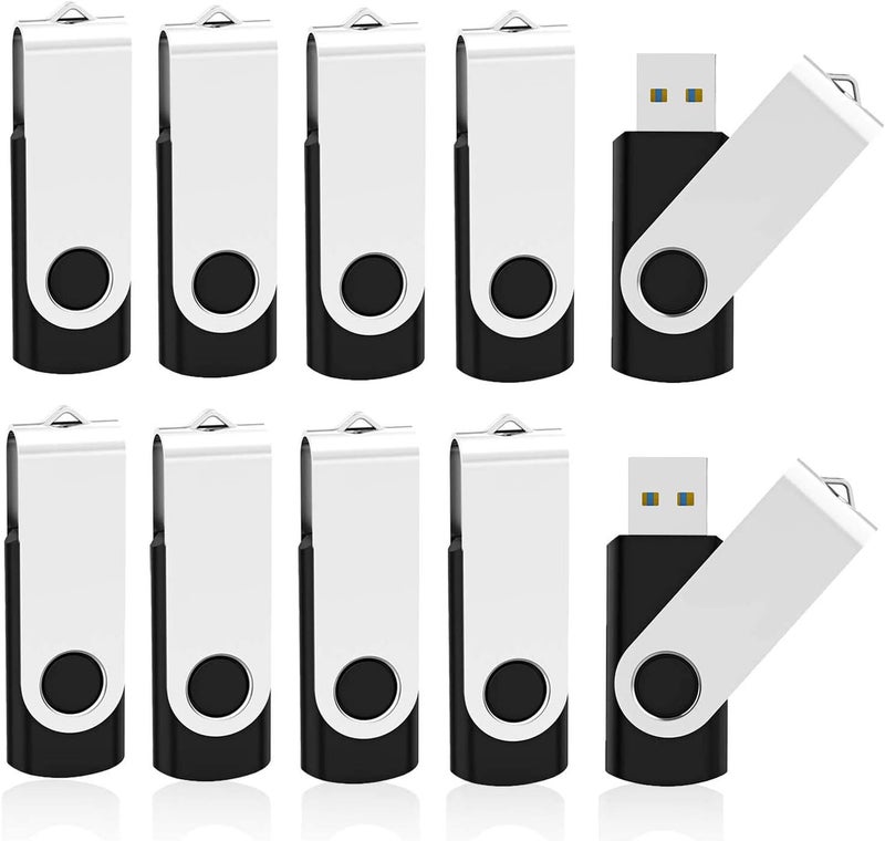 Kootion 10 Pack 32GB Flash Drive USB 3.0 Thumb Drive USB Drives Jump Drives Keychain Memory Stick Black - Image 1