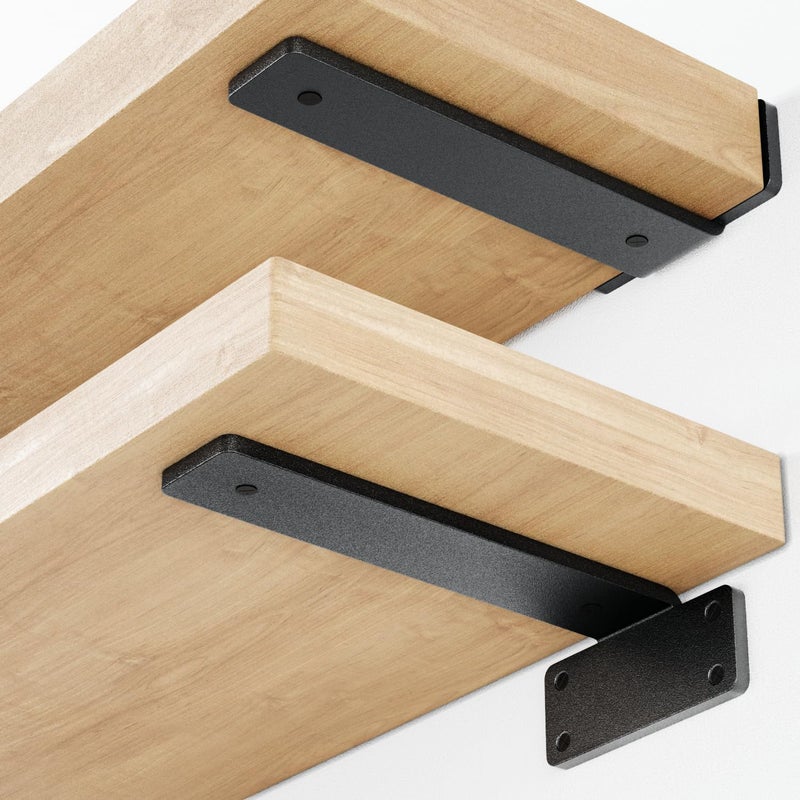 HIRVALL Heavy Duty Shelf Bracket for Wall Shelves Angle Brackets with Screws Decorative Corner Shelf Supporter Wall RackPowder Coated Angle Wall Metal Only Brackets Black 2 5 Inch - Image 1