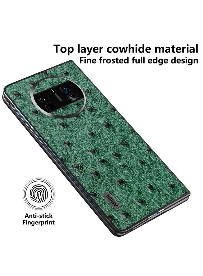 اس-توب جراب لهاتف Huawei Mate X3 مصنوع من جلد طبيعي بنقشة جلد النعام - Image 3