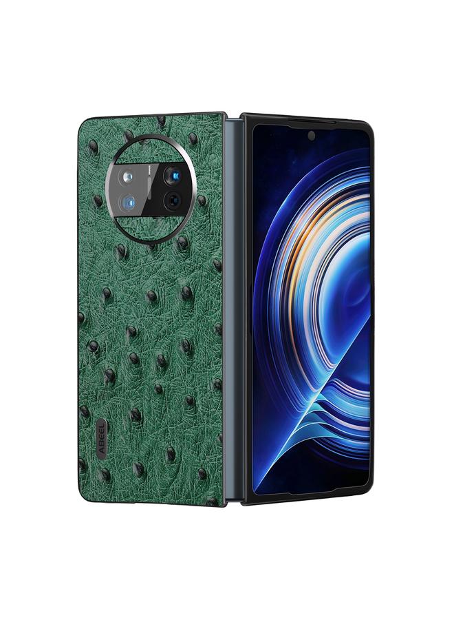 اس-توب جراب لهاتف Huawei Mate X3 مصنوع من جلد طبيعي بنقشة جلد النعام - Image 2