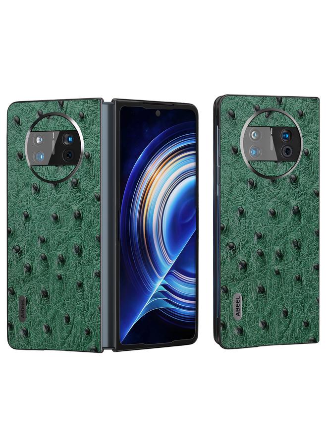 اس-توب جراب لهاتف Huawei Mate X3 مصنوع من جلد طبيعي بنقشة جلد النعام - Image 1