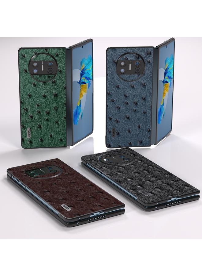 اس-توب جراب لهاتف Huawei Mate X3 مصنوع من جلد طبيعي بنقشة جلد النعام - Image 5