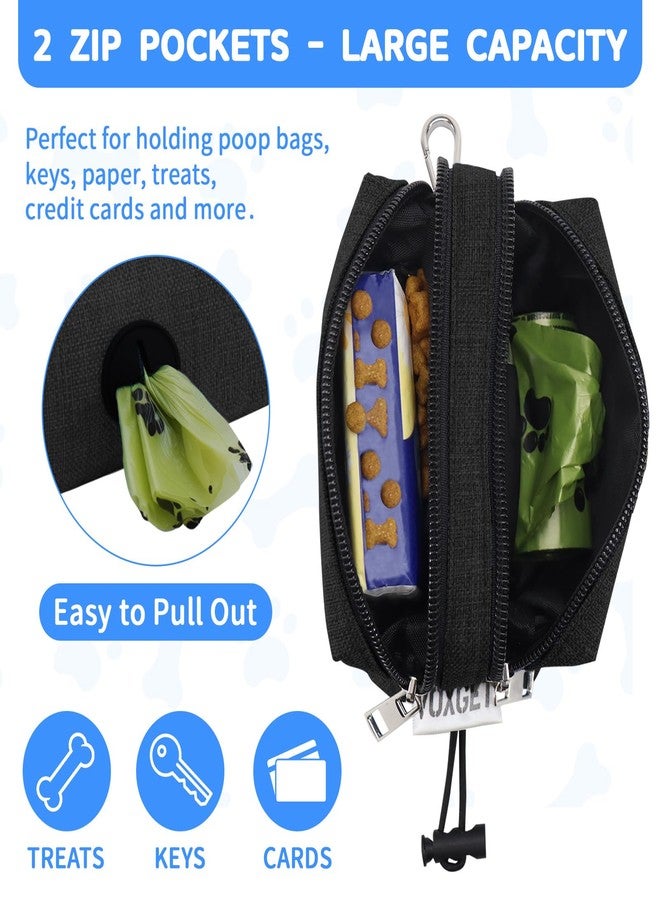 VOXGET Dog Poop Bag Holder for Leashes, Puppy Treat Pouch Carrier with 2 Zipper Pockets and Clip for Pets Doggy Training, Dog Waste Bag Dispenser with 1 Roll Poop Bags for Walking Accessories (Black) - Image 4