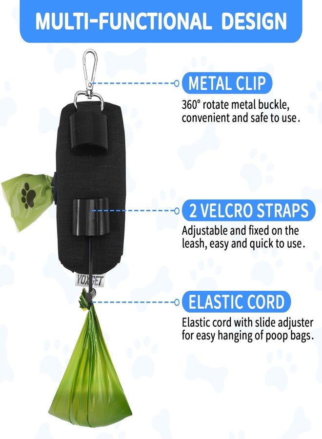 VOXGET Dog Poop Bag Holder for Leashes, Puppy Treat Pouch Carrier with 2 Zipper Pockets and Clip for Pets Doggy Training, Dog Waste Bag Dispenser with 1 Roll Poop Bags for Walking Accessories (Black) - Image 2