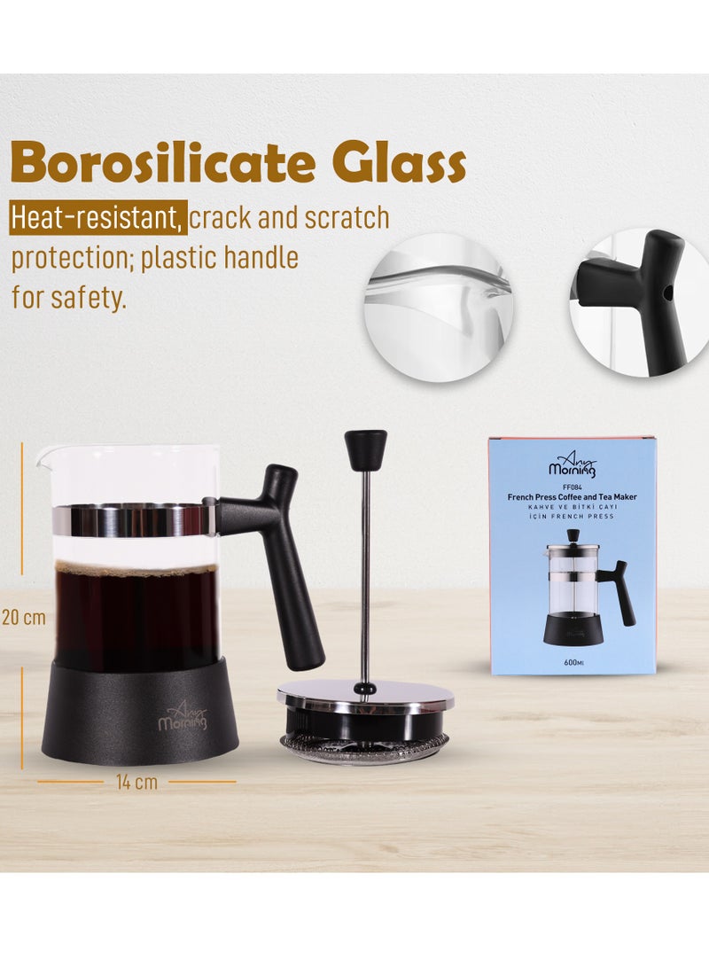 Any Morning French Press Coffee and Tea Maker, 600 ml – 3 Cups, 20 oz - Image 4