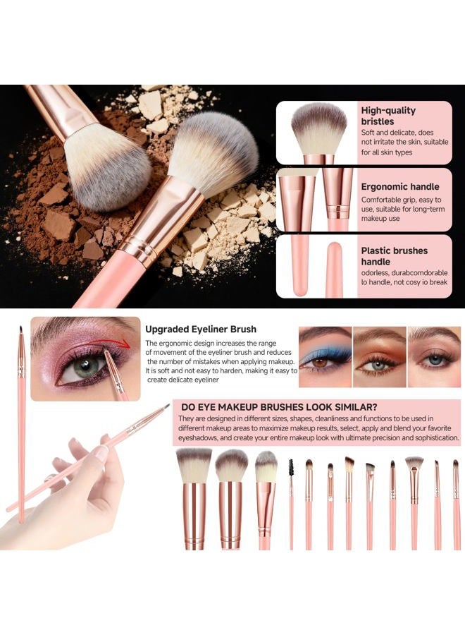 CLRDZN 70Pcs Makeup Brushes Set, Pink Professional Makeup Brush Set Multi-functional Makeup Brush Kit, Eye and Face Makeup Brushes & Tools, Premium Synthetic Facial Makeup Accessories - Image 2