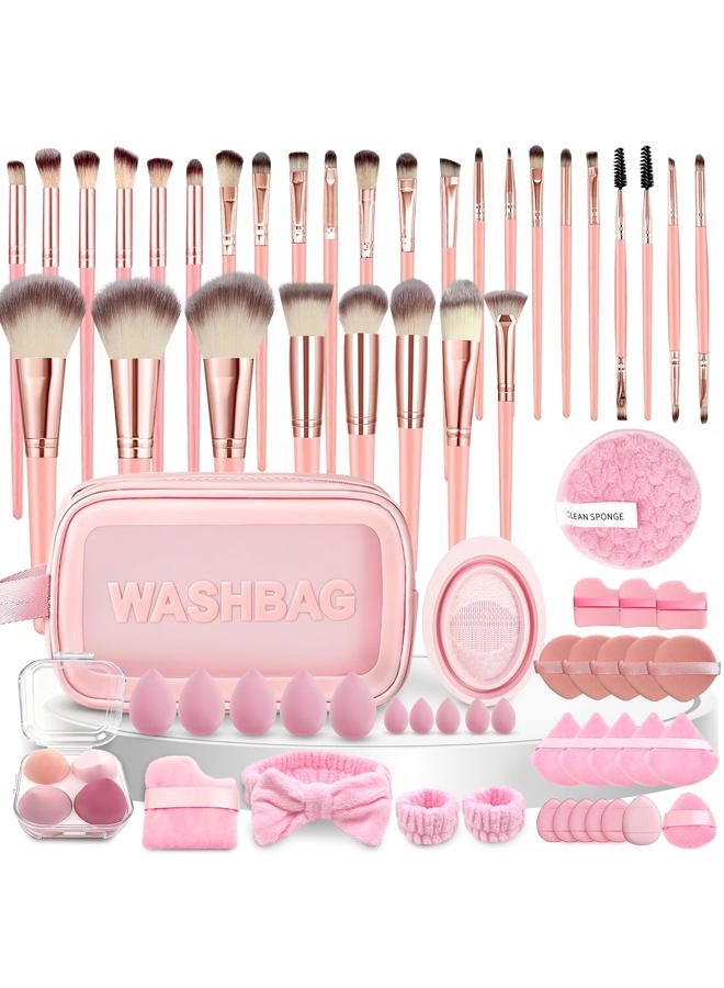 CLRDZN 70Pcs Makeup Brushes Set, Pink Professional Makeup Brush Set Multi-functional Makeup Brush Kit, Eye and Face Makeup Brushes & Tools, Premium Synthetic Facial Makeup Accessories - Image 1