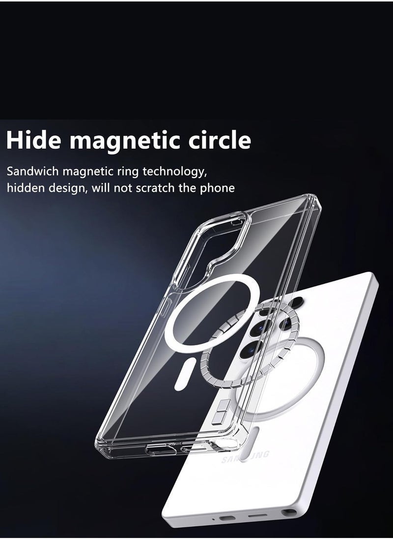 Raxoom Samsung Galaxy S25 Ultra 5G 2025 Magnetic Case, Slim Transparent Flexible TPU Shockproof Magsafe Back Phone Case - Clear - Image 3