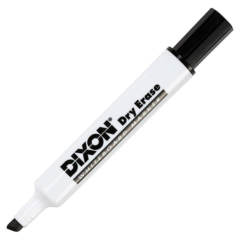 DIXON Dry Erase Markers, Wedge Tip, Black, 12-Pack (92107) - Image 1