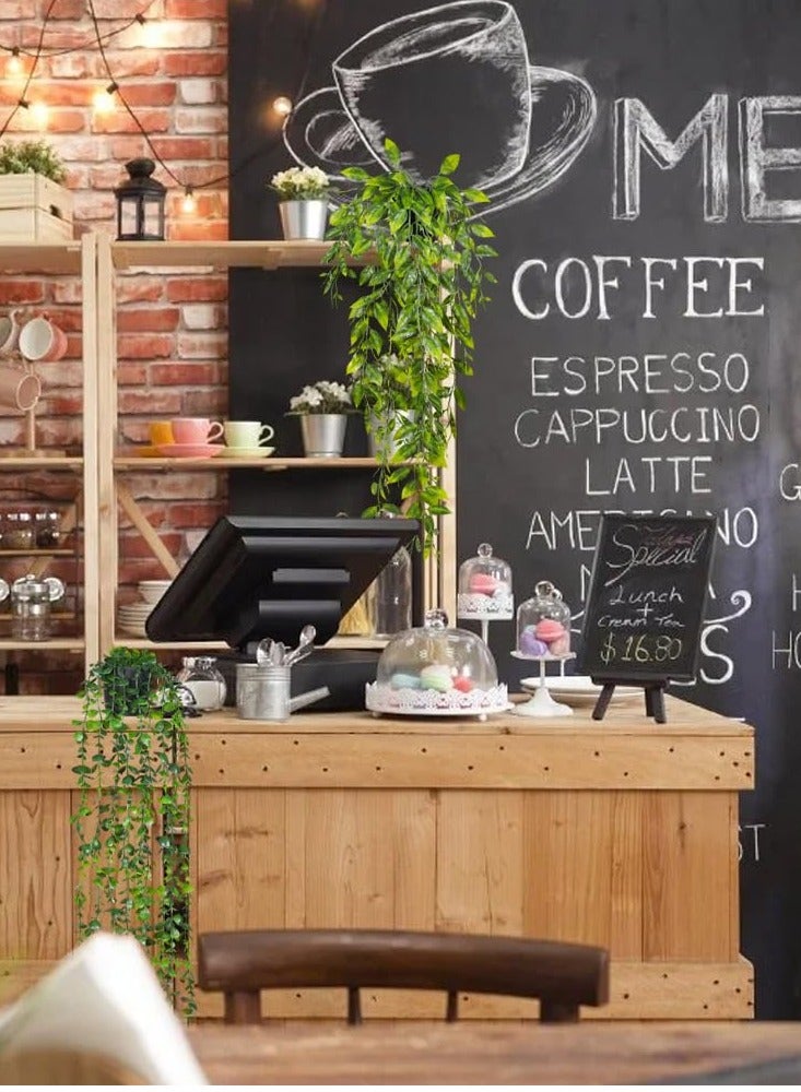 جينزيو قرون البازلاء في أصيص لتزيين الجدران الداخلية والخارجية للمنزل والمعيشة جينزيو نباتات تعليق اصطناعية، 4 قطع نباتات متدلية صناعية، كروم أكاليبتوس خضراء مزيفة، كروم ماندالا، سلسلة من اللآلئ، أوراق - Image 5