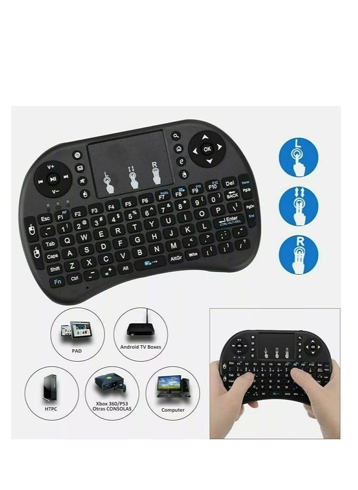 2.4G mini i8 Wireless Keyboard with Touchpad for PC Pad Google Andriod TV Box- Black