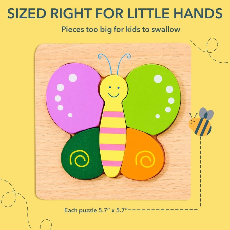 UV Enterprises Animal Shape 3D Wooden Educational Puzzle Toys  Wooden Puzzles for Toddlers 1-3year | Kids Educational Preeschool Puzzles Toy | Wooden Animal Puzzles Toy with Color Matching Shape Sorter Stacking | Baby Animal Jigsaw Puzzle | Educational Puzzle cards | Kidology Wooden Jigsaw Puzzle Set – 6-Pack Animal Shape Montessori Toy for Kids Early Learning Pre-School Educational Game - Image 5