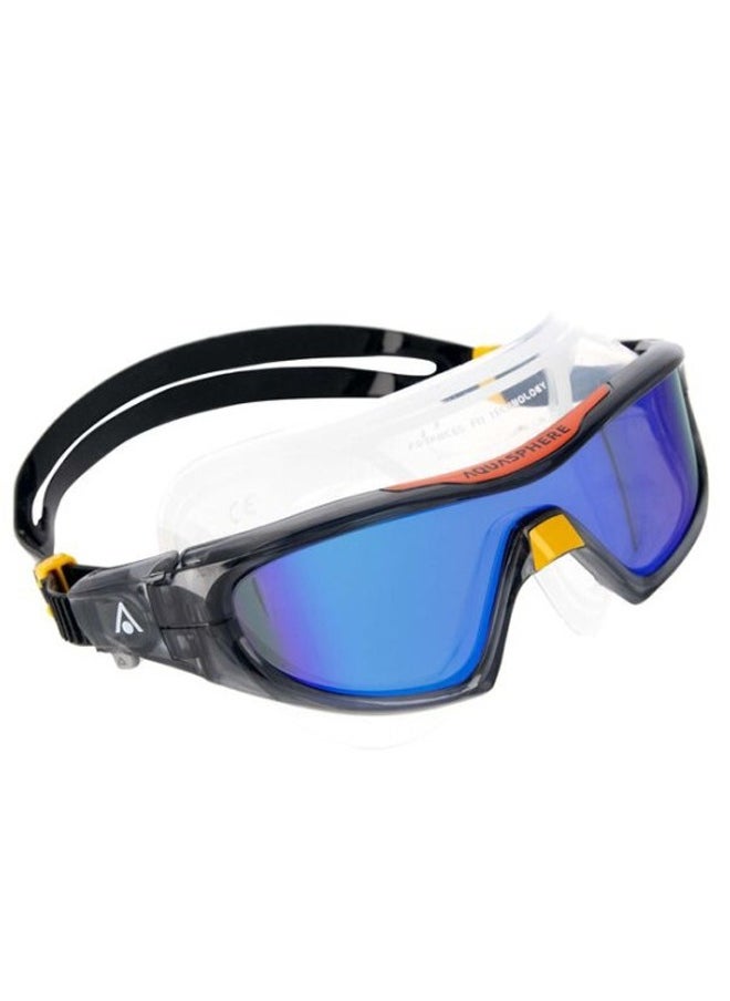 AQUASPHERE Vista Pro Swimming Goggle Dark Grey Orange, Indigo Titanium Mirrored Lens 