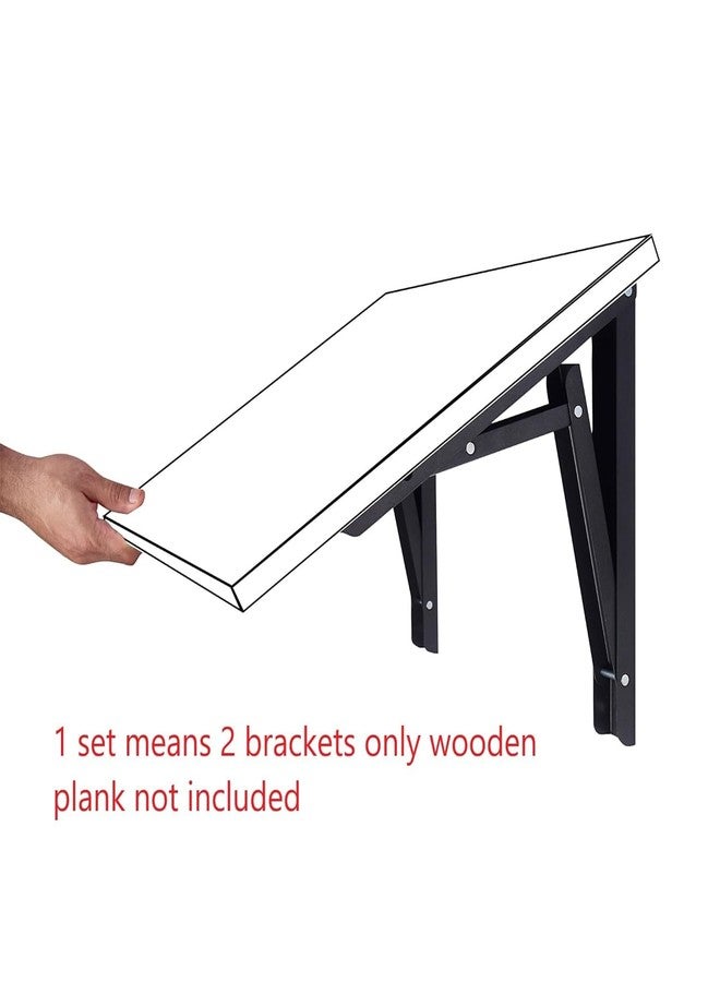 Qara Folding Table Brackets, max Load 325 lbs. (150 kg) Foldable Table Bracket Hinge Wall Mounted, Steel Collapsible Shelf , (16 inch Bracket) (Black) - Image 5