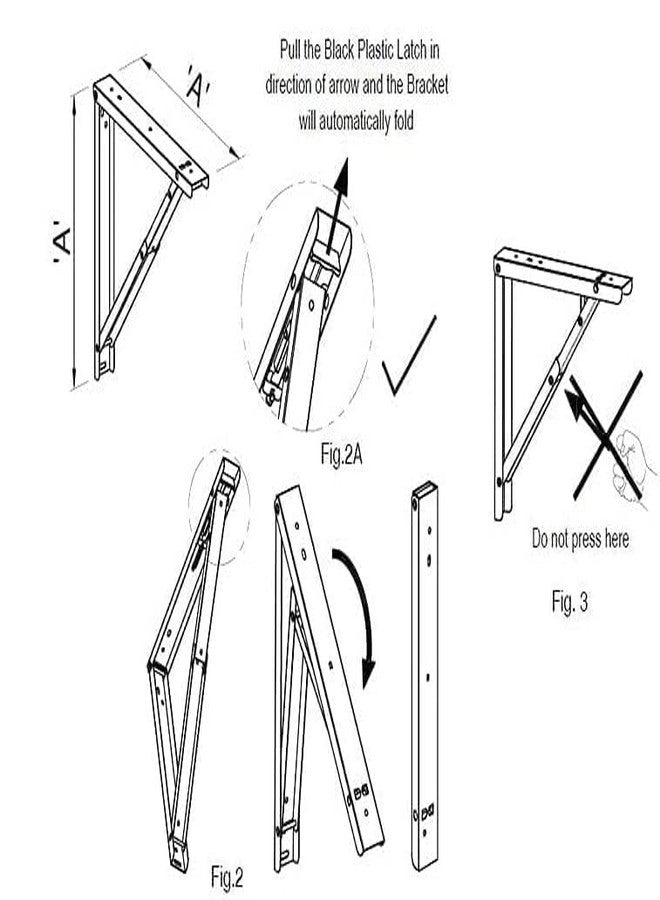 Qara Folding Table Brackets, max Load 325 lbs. (150 kg) Foldable Table Bracket Hinge Wall Mounted, Steel Collapsible Shelf , (16 inch Bracket) (Black) - Image 3