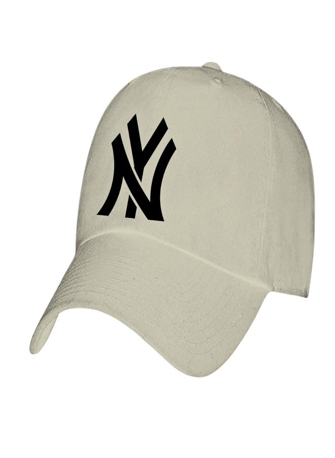 ZAFiNCO- NY Classic Baseball Cap for Men-Women and Teens of New Yorkees. Premium Graded 100% Cotton Unisex Softball Cap. Adjustable Strap.One Size Fits All- Cream - Image 1