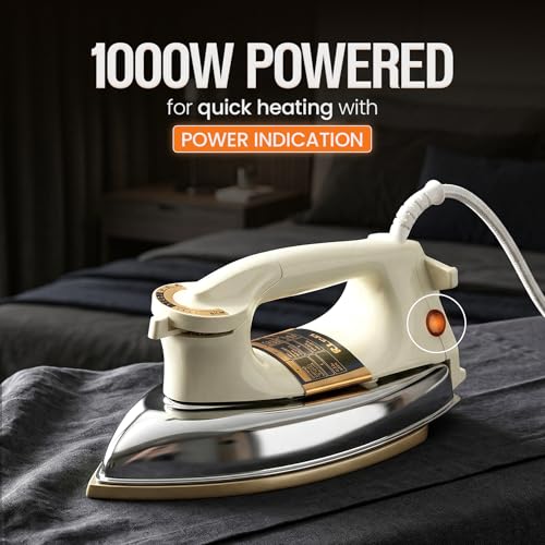 Rico 1000W 1.5KG Heavy Weight Dry Iron With 2 Years Replacement Warranty | Japanese Quick Heat Technology with Advance Sole Plate Iron Press | Shock Proof Iron Box for Clothes | Made In India - AI11 - Image 2