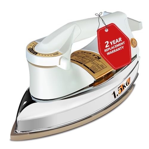 Rico 1000W 1.5KG Heavy Weight Dry Iron With 2 Years Replacement Warranty | Japanese Quick Heat Technology with Advance Sole Plate Iron Press | Shock Proof Iron Box for Clothes | Made In India - AI11 - Image 1