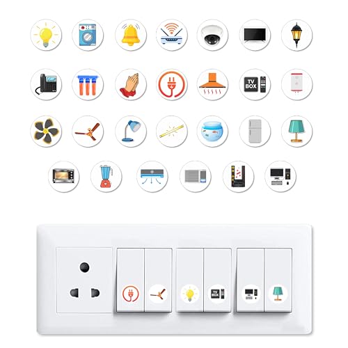 True Flair Trueflair Stickers for Switch Board for Home Wall Switches, Contain All Common Switch Stickers (Colorful) - Image 1
