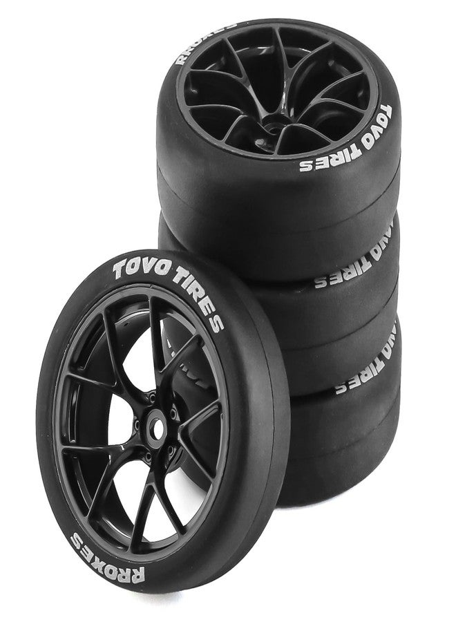 Chanmoo 1/10 RC Drift Tires and Plastic Wheels Rims Rally Racing Tyres 12mm Hex for 1:10 Scale On Road Touring Street Car Tamiya Traxxas HPI KYOSHO XV02 XV01 TT01 TT02 PTG2 A959 4PCS (B Black) - Image 1