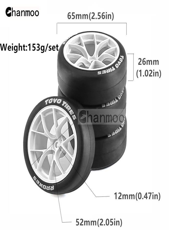 Chanmoo 1/10 RC Drift Tires and Plastic Wheels Rims Rally Racing Tyres 12mm Hex for 1:10 Scale On Road Touring Street Car Tamiya Traxxas HPI KYOSHO XV02 XV01 TT01 TT02 PTG2 A959 4PCS (B Black) - Image 3