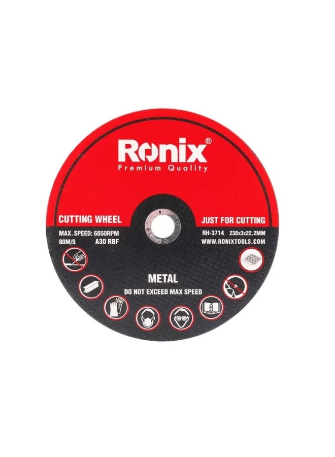 RONIX Steel Cutting Wheel 230x3x22.2mm, 230mm, 6650RPM, German Engineering #Ronix RH-3714 - Image 1