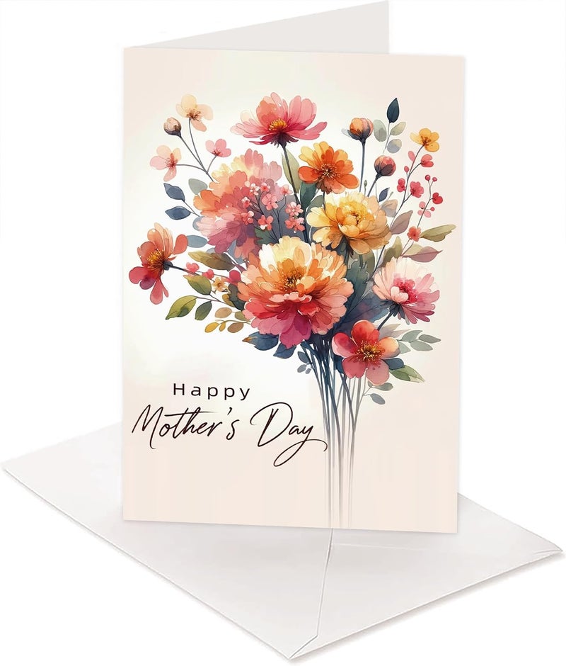 Paper Play Mothers Day Card with Envelope - Vibrant Watercolor Floral Mother's Day Card, 5 x 7 Inches - Perfect for Celebrating Mother's Day - Image 1