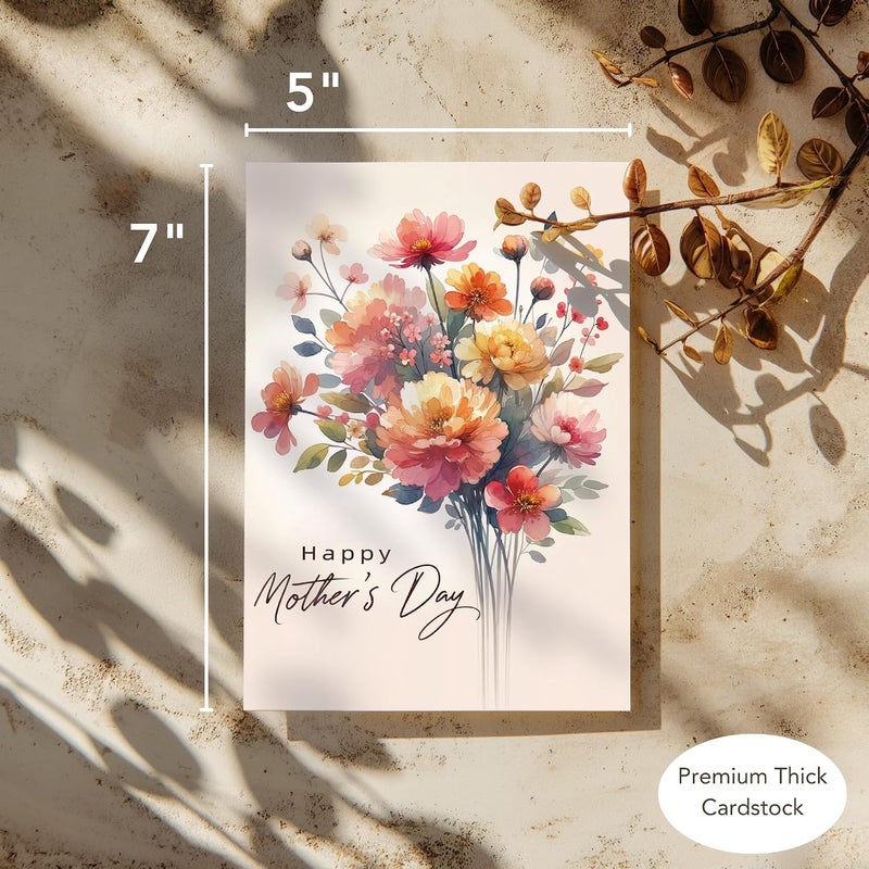 Paper Play Mothers Day Card with Envelope - Vibrant Watercolor Floral Mother's Day Card, 5 x 7 Inches - Perfect for Celebrating Mother's Day - Image 5