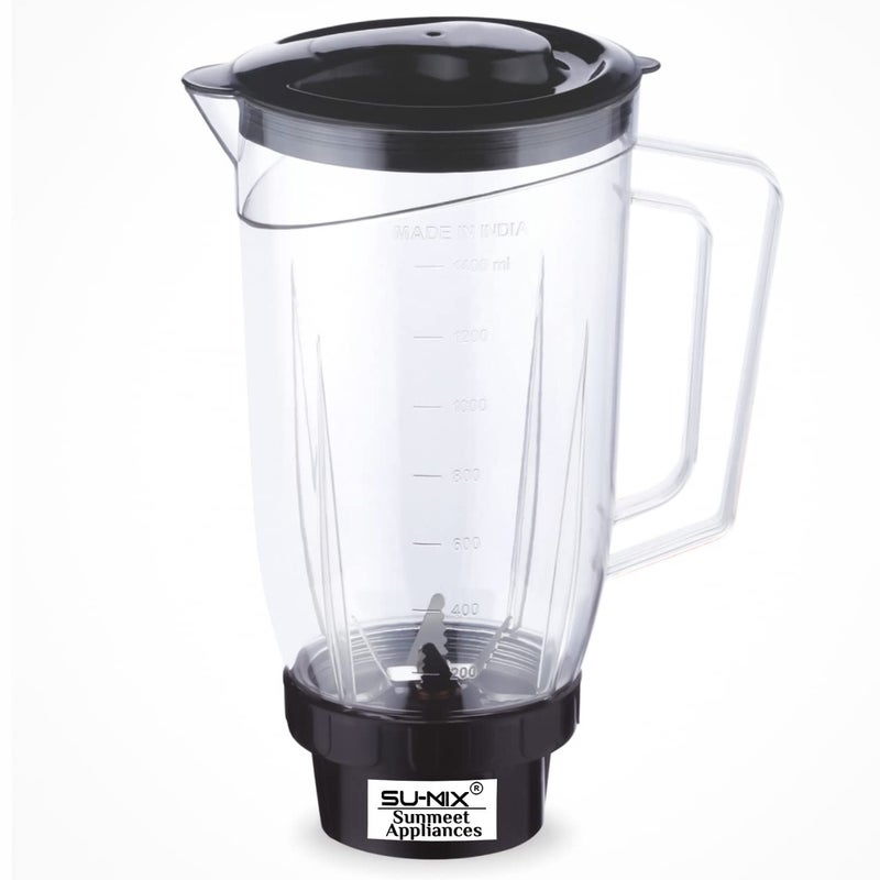 Sumix Juicer Jar for Mixer Grinder Milkshake Juicer Jar ABS Plastic Capacity 1500ML Black NSA48