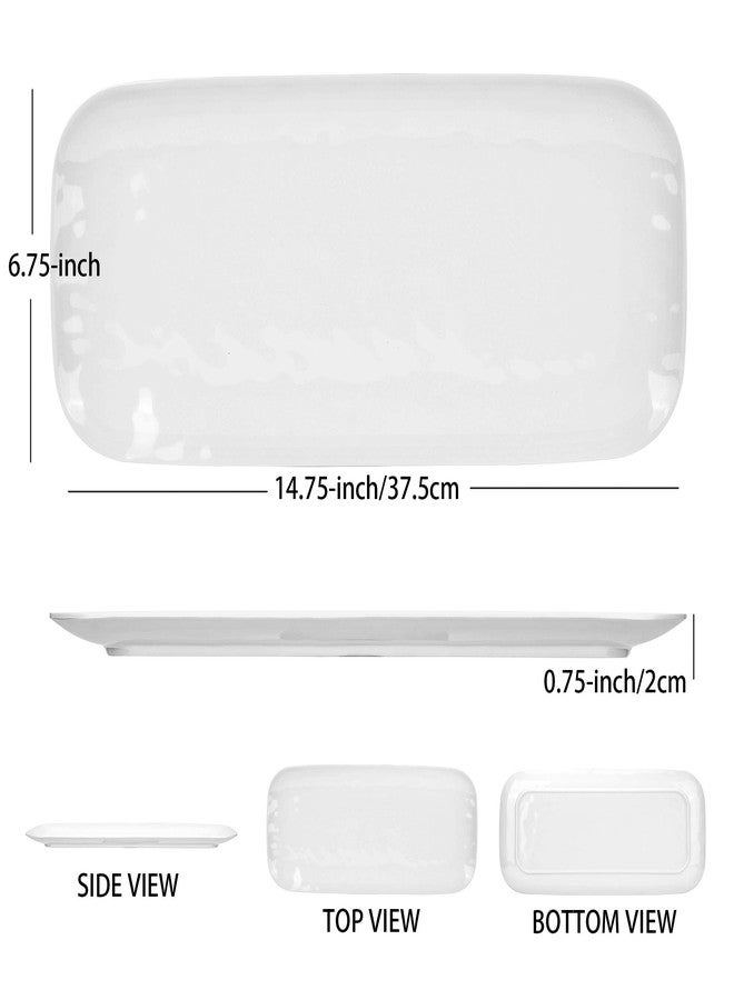 KOXIN-KARLU Melamine Trays, 14.75-inch Serving Trays and Platters, set of 3 White | Hammered Style, 100% Melamine, BPA Free - Image 2