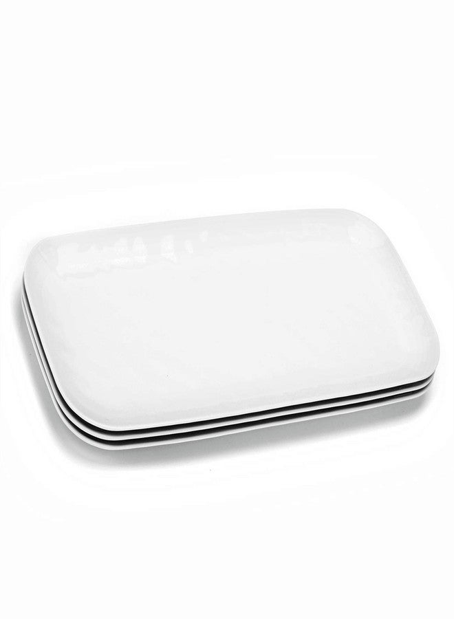 KOXIN-KARLU Melamine Trays, 14.75-inch Serving Trays and Platters, set of 3 White | Hammered Style, 100% Melamine, BPA Free - Image 3