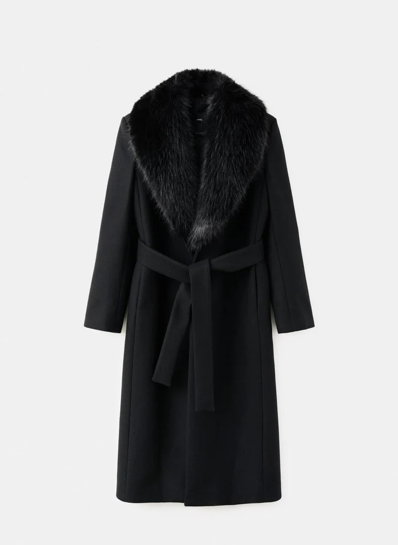 Mango  Manteco wool coat with fur collar for Women | Best Price UAE