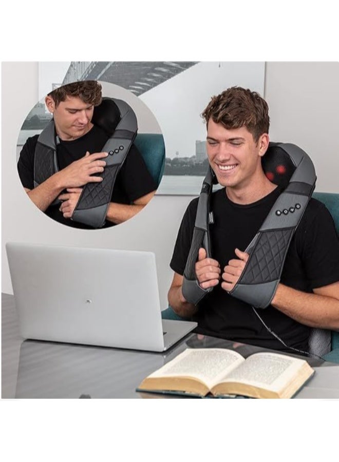 جهاز تدليك الرقبة والظهر الكهربائي للأنسجة العميقة مع الحرارة - وسادة تدليك شياتسو 3D للرقبة والكتفين والظهر والقدم والساقين - نظام احترافي لتخفيف آلام العضلات للمنزل والمكتب والسيارة - Image 3