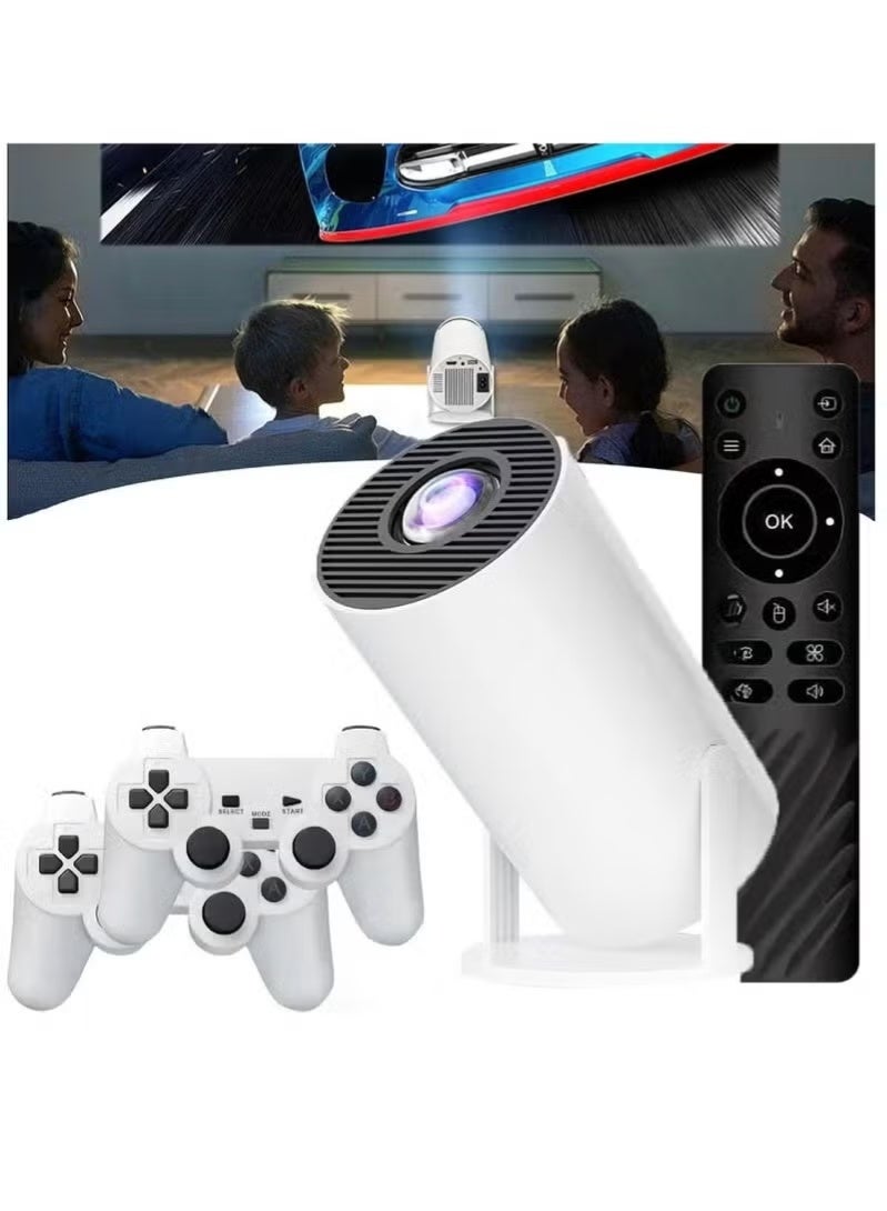 Game Projector With 20,000+ Retro Games Built-In – Mini Smart Projector With Android 11.0, 2 Wireless Controllers, Full Hd, Auto Keystone, 130" Display, 2.4G/5G Wifi, Bluetooth 5.0, 180° Flip – Portable Home & Outdoor Gaming Projector - Image 2