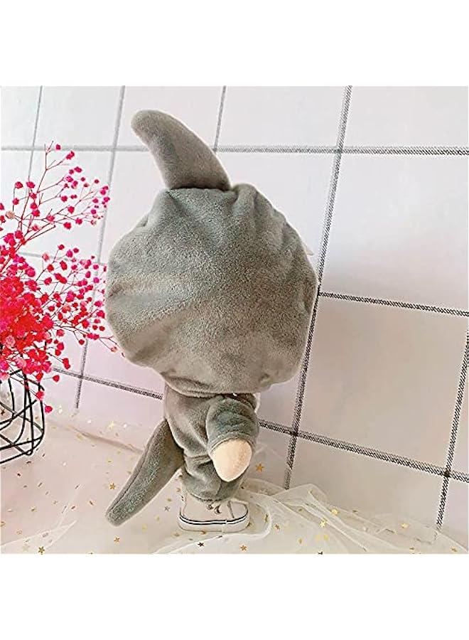Arabest Shark Clothes 20cm(7.8in) Plush Doll Clothes Onesies + Shoe 2-Piece Set Gray Pajamas (Gray) - Image 4