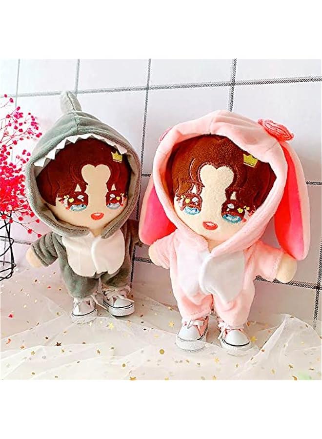 Arabest Shark Clothes 20cm(7.8in) Plush Doll Clothes Onesies + Shoe 2-Piece Set Gray Pajamas (Gray) - Image 5