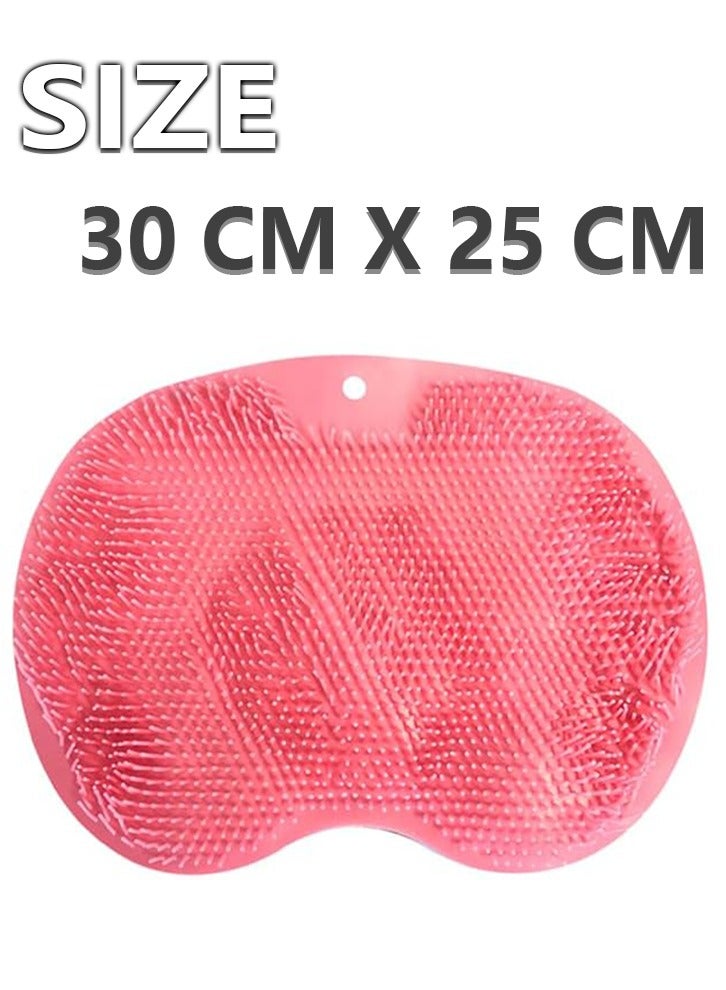 Loquat Silicone Bath Massage Pad, Foot  Back Brush Shower Scrubber, Wall Mounted Body Back Scrubber with Non-Slip Suction Cups, Deep Cleansing Body Skin(PINK) - Image 3