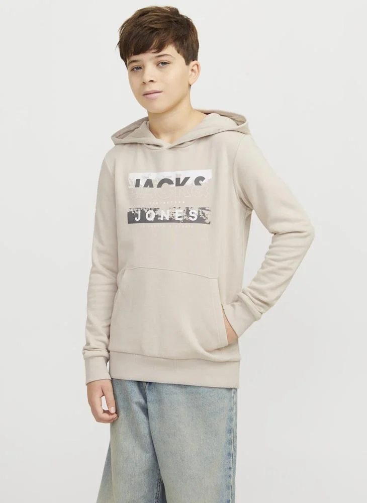 جاك وجونز جونيور Kids Logo Print Pull Over Hoodies