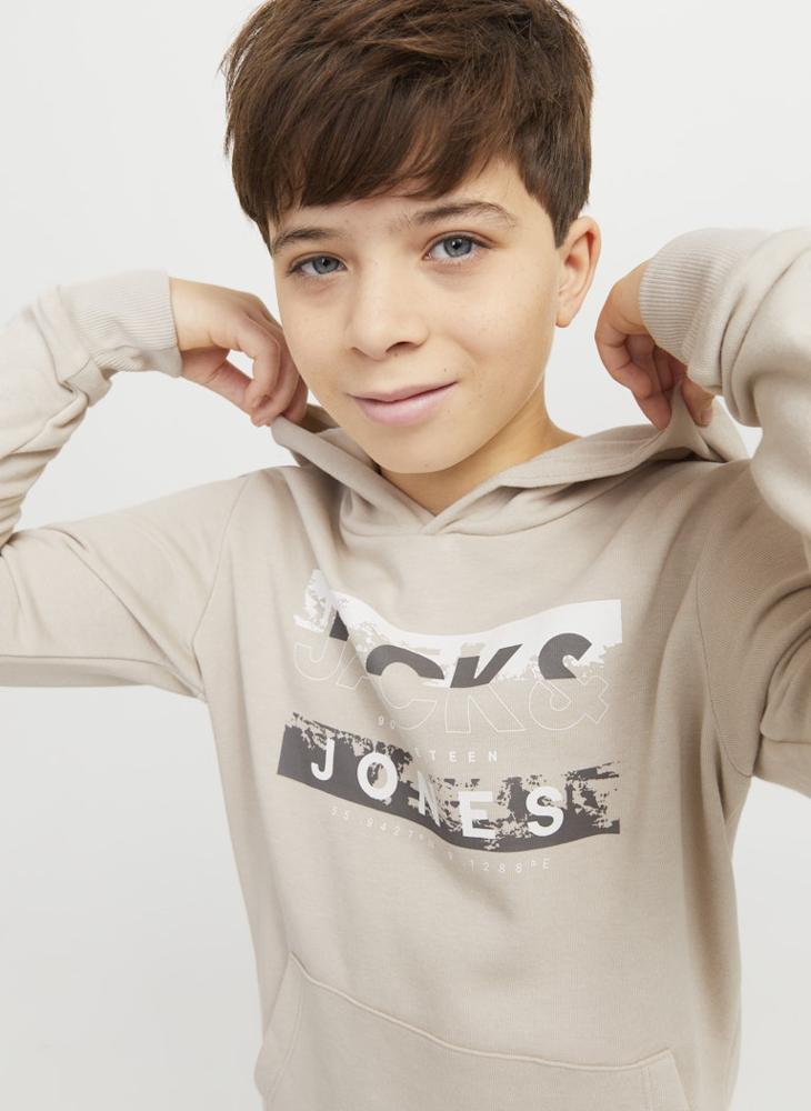 Jack & Jones Junior - Kids Logo Print Pull Over Hoodies - Image 1