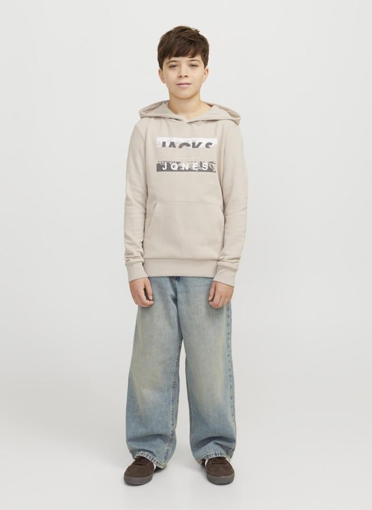 Jack & Jones Junior - Kids Logo Print Pull Over Hoodies - Image 1