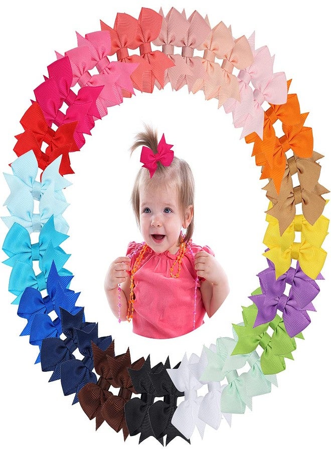 EWINEVER 40 Pieces Baby Hair Clips Mini Hair Clips for Girls 2 Inch Grosgrain Ribbon Hair Bows Baby Girls Alligator Hair Barrettes Hair Accessories for Girls Kids Baby Toddlers (20 Colors) - Image 1