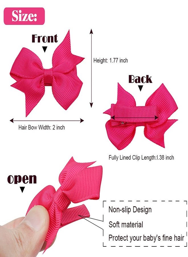 EWINEVER 40 Pieces Baby Hair Clips Mini Hair Clips for Girls 2 Inch Grosgrain Ribbon Hair Bows Baby Girls Alligator Hair Barrettes Hair Accessories for Girls Kids Baby Toddlers (20 Colors) - Image 3