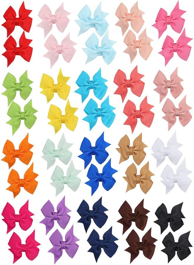 EWINEVER 40 Pieces Baby Hair Clips Mini Hair Clips for Girls 2 Inch Grosgrain Ribbon Hair Bows Baby Girls Alligator Hair Barrettes Hair Accessories for Girls Kids Baby Toddlers (20 Colors) - Image 2