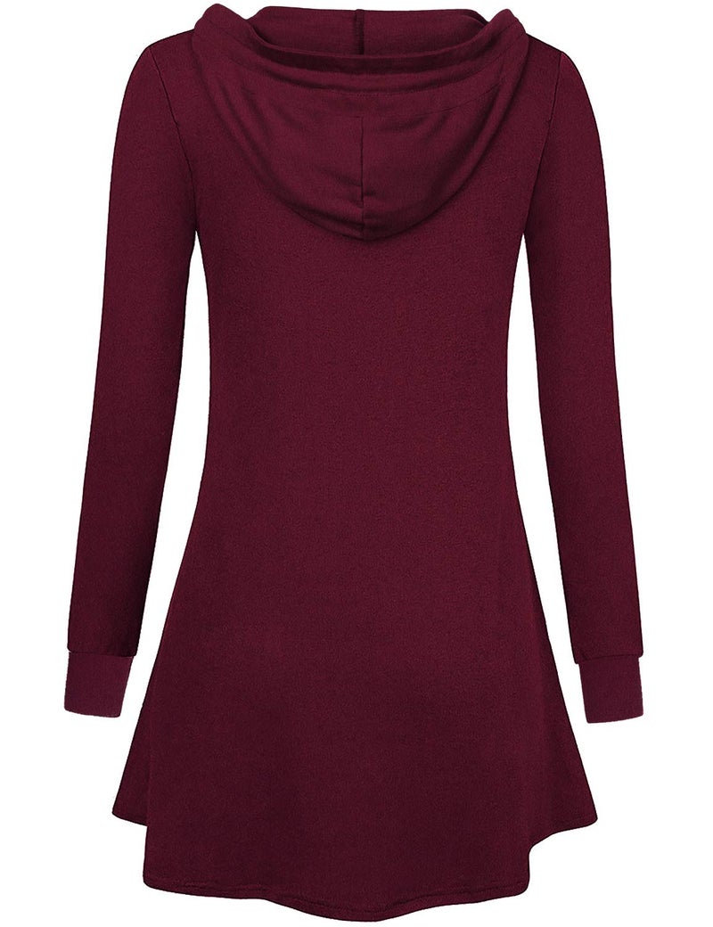 Miusey Tunic Tops for Women for Legging,Plus Size Clothing Business Casual Work Clothes Long Hoodie Jacket Oversize Sweaters Winter Coat Office Wear Wine Red XXL - Image 3
