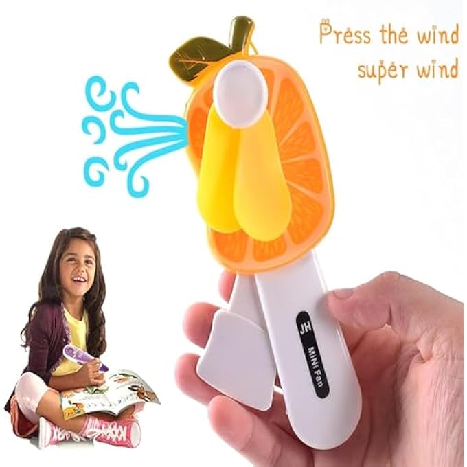Prancing Unicorn Hand Pressure Mini Fan Fruit Shape Cute Squeeze Toy Cool Summer Fan Without Battery Kids Fan Toys (Multi Color) (Pack of 4) - Image 3
