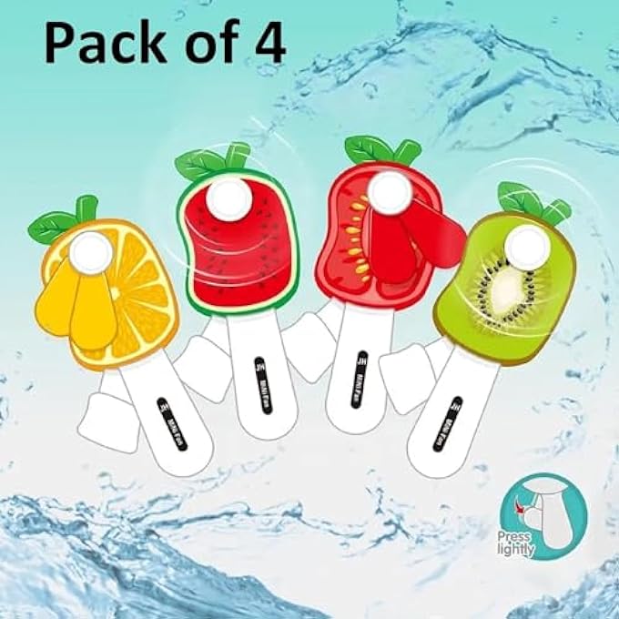 Prancing Unicorn Hand Pressure Mini Fan Fruit Shape Cute Squeeze Toy Cool Summer Fan Without Battery Kids Fan Toys (Multi Color) (Pack of 4) - Image 2