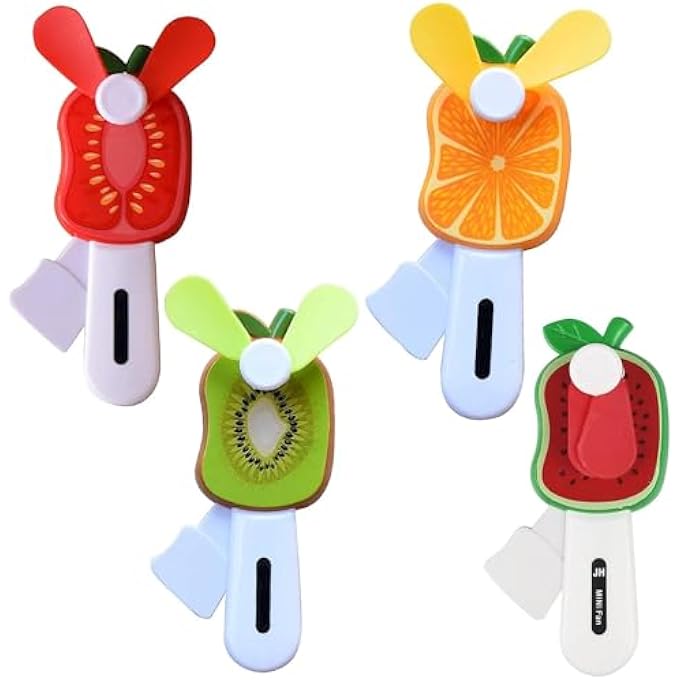 Prancing Unicorn Hand Pressure Mini Fan Fruit Shape Cute Squeeze Toy Cool Summer Fan Without Battery Kids Fan Toys (Multi Color) (Pack of 4) - Image 1