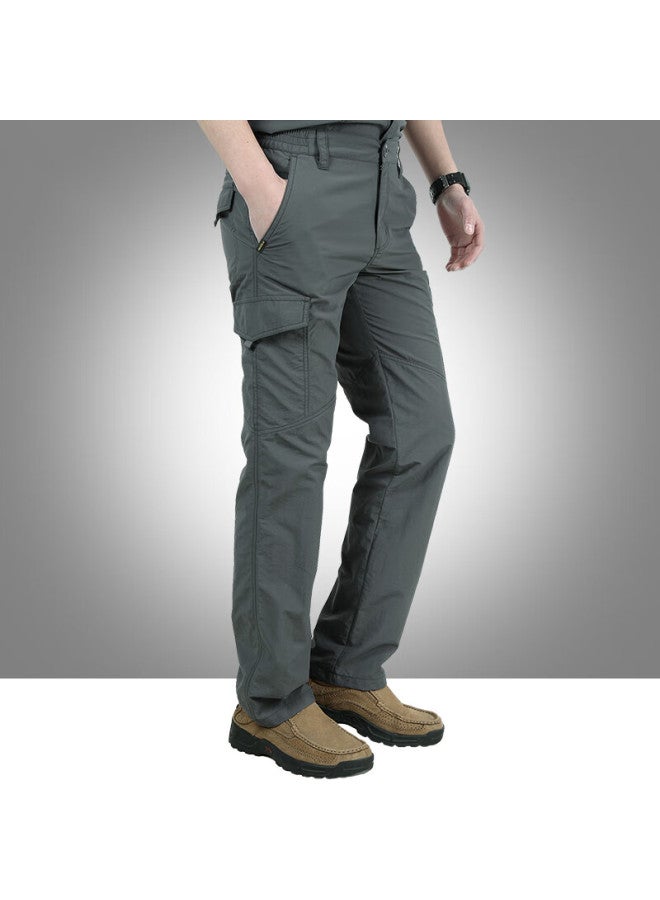 Vancamel Men's Casual Loose Breathable Outdoor Durable Workwear Pants Hiking Sports Quick-dry Softshell Pants Gray 4XL - Image 1