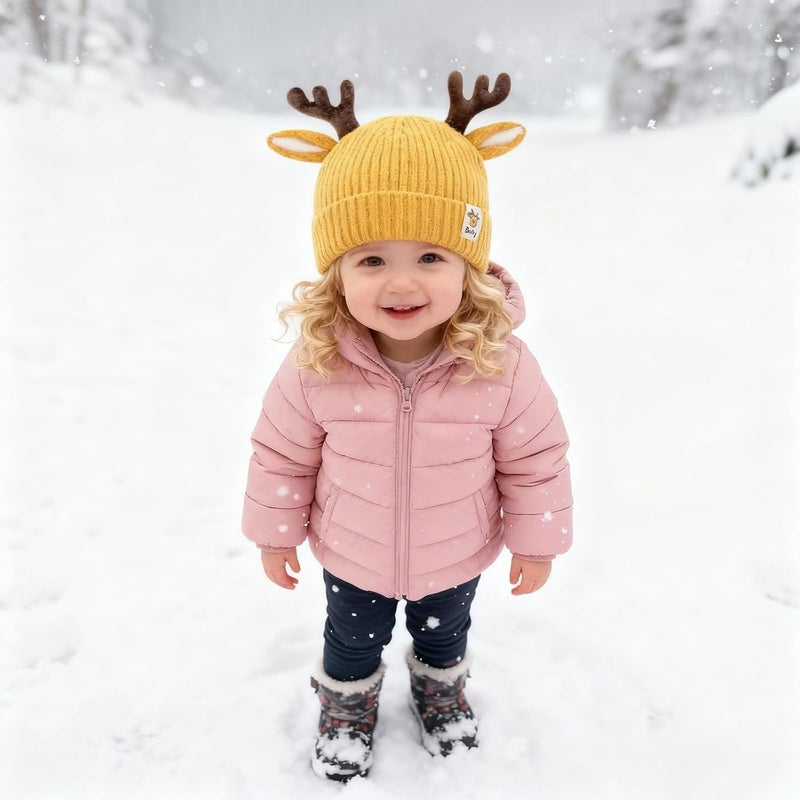 leomoste Baby Beanie Hat Cute Antlers Reindeer Crochet Knitted Hat Winter Warm Cap for Toddler Boys Girls - Image 4