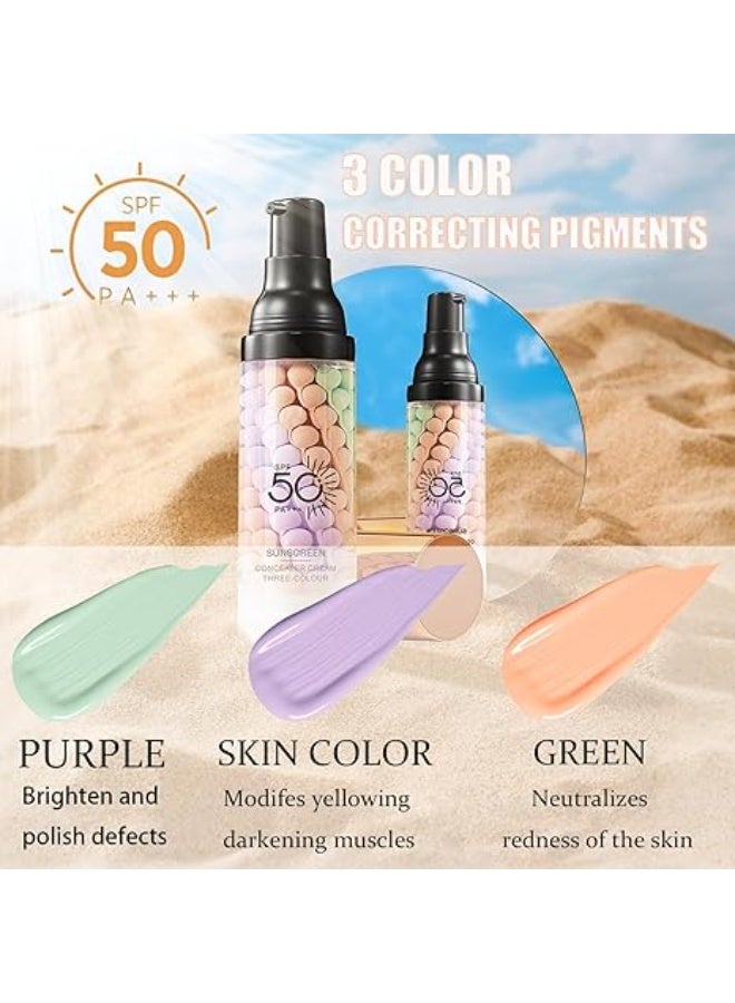 SADOER 3 In 1Primer for Face Before Makeup,Sunscreen Isolation Cream, SPF 50, One Step Color Corrector Face Primer, Blurs Imperfections Oil Control & Moisturizing Skin Tone Correcting,Radiance Skin - Image 2